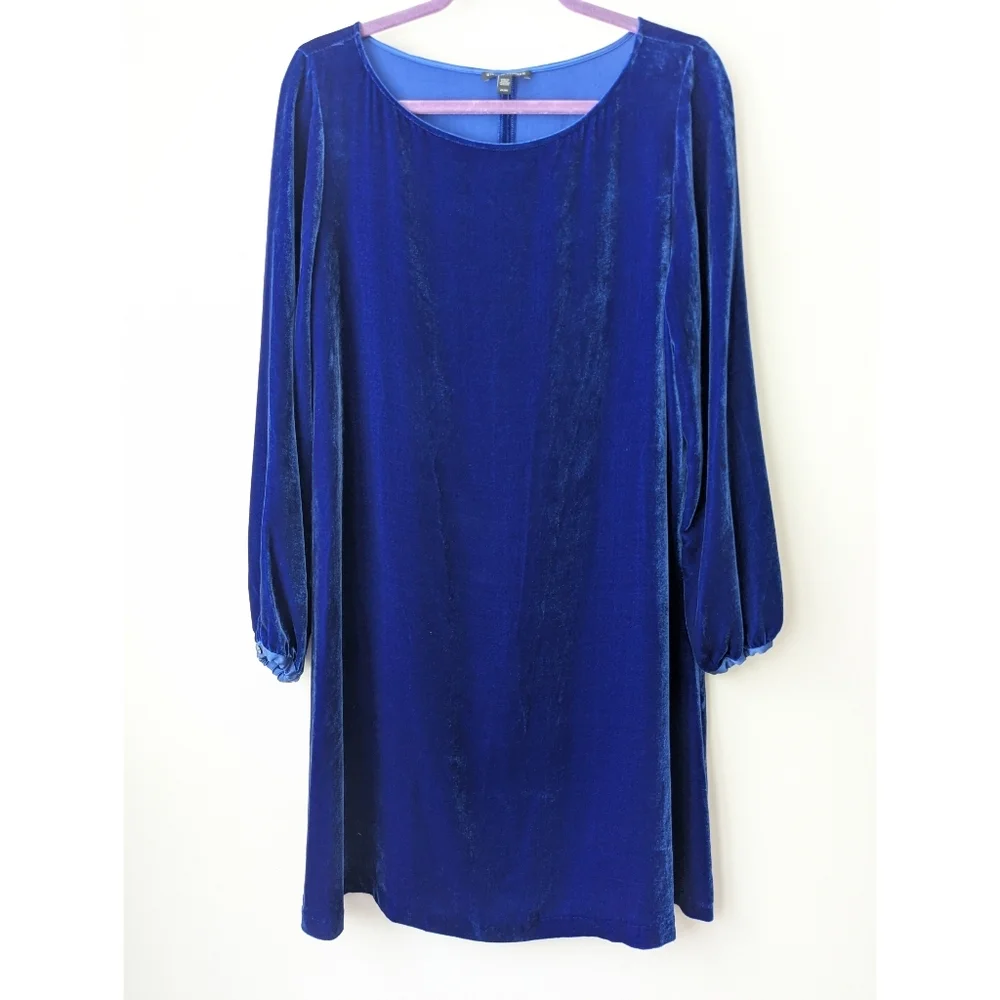 NEW Eileen Fisher Boat Neck Velvet Shift Dress - Picture 1 of 6